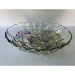 Indiana Glass Fruit Bowl – Clear Pressed Glass, Scalloped Rim